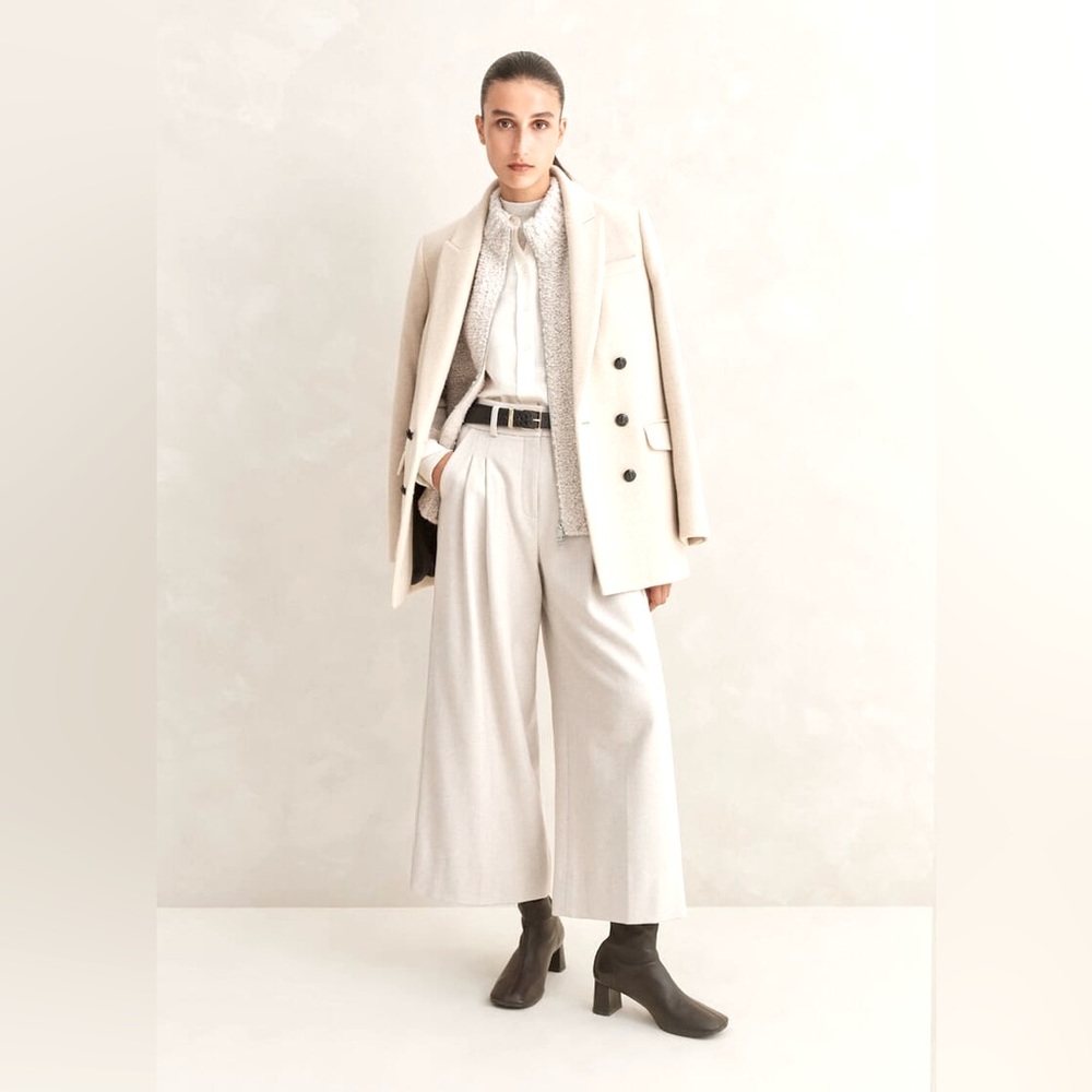EM+ME Luxe Flannel Wide-Leg Crop Pants